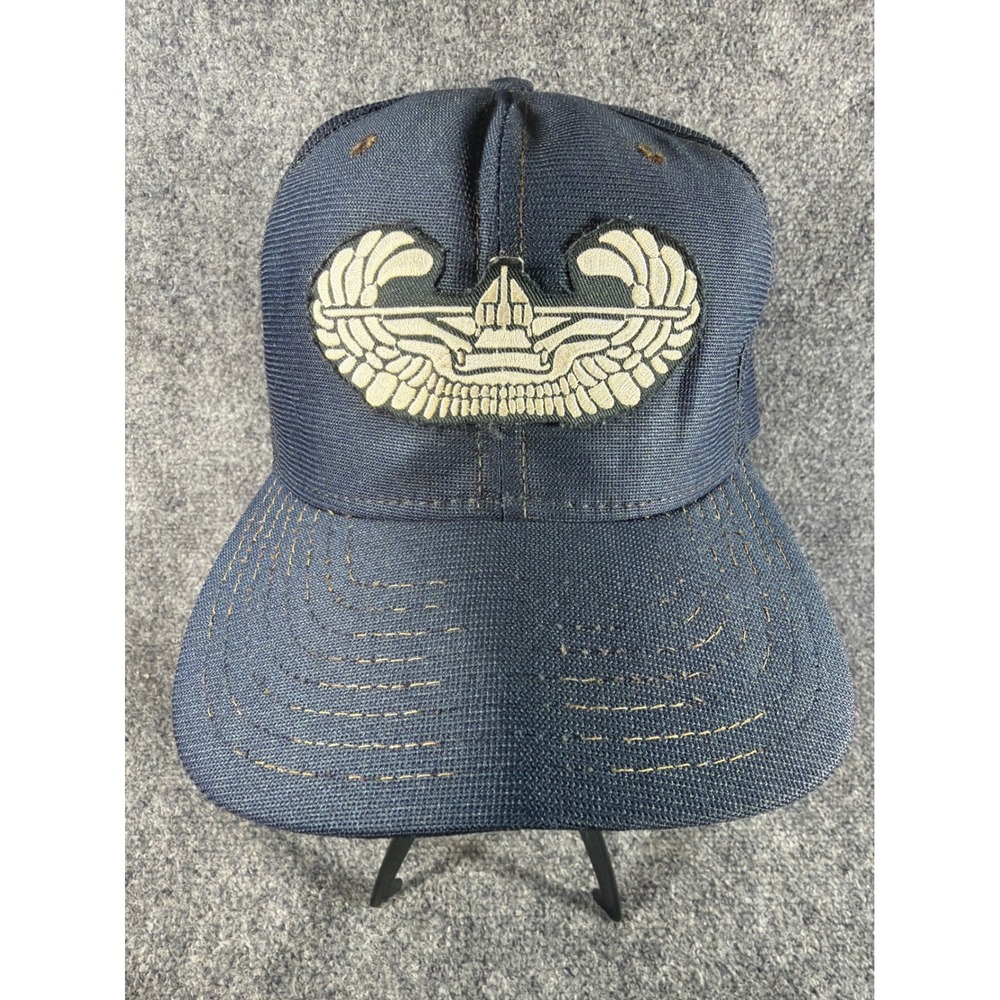 Vintage New Era Pro Model Navy Blue Paratrooper Jump Wings Snapback Hat USA Made